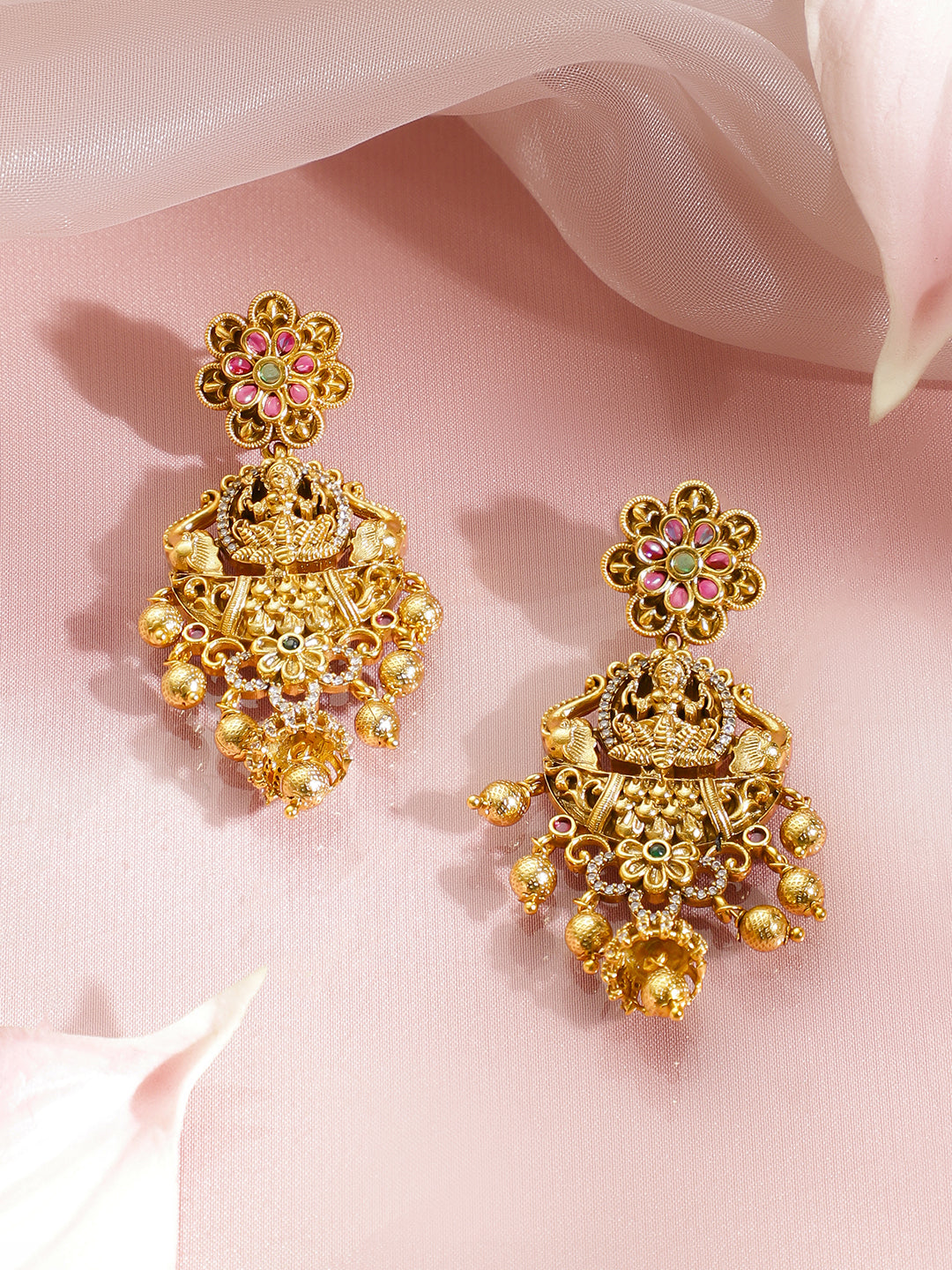 American Diamond Zirconia Temple Necklace Set フリーサイズ