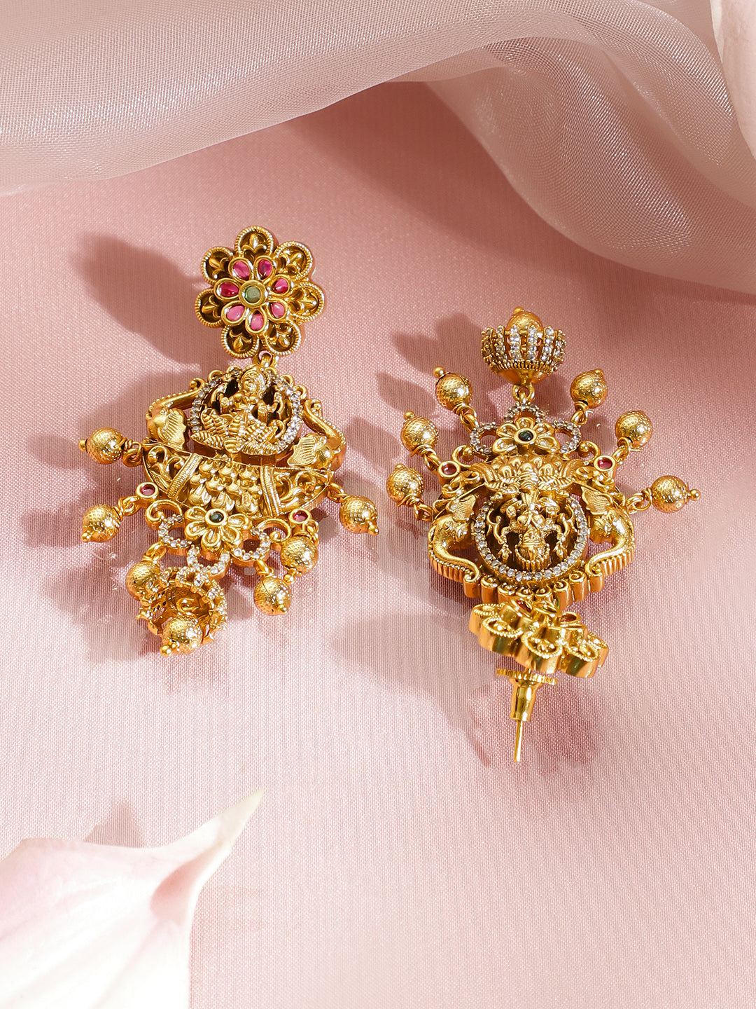 American Diamond Zirconia Temple Necklace Set フリーサイズ