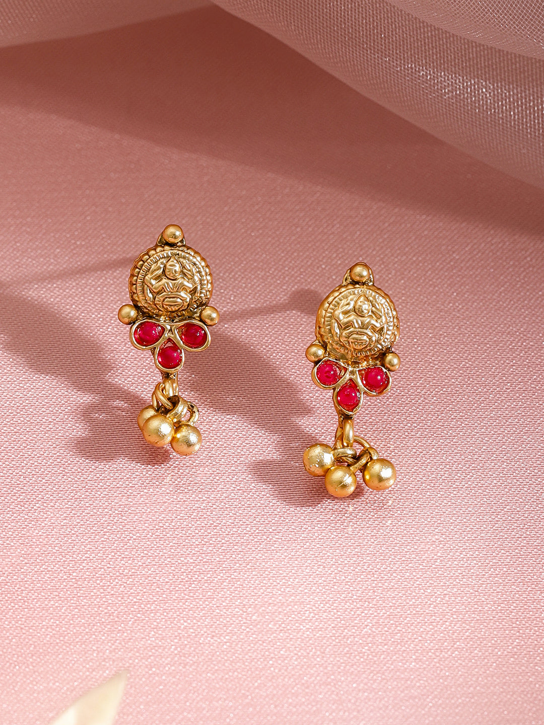 Temple Grace Green-Pink Golden Necklace Set フリーサイズ