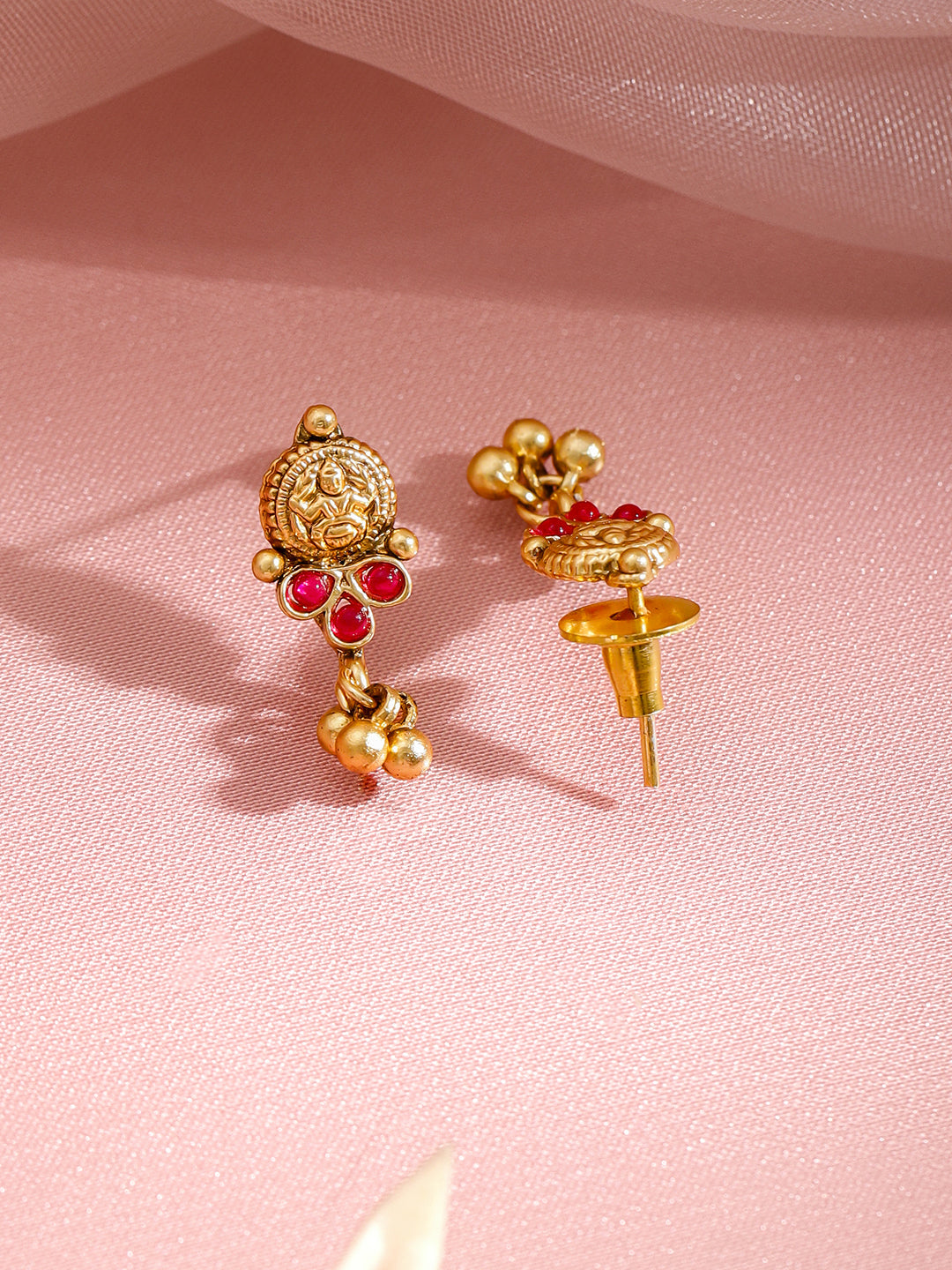 Temple Grace Green-Pink Golden Necklace Set フリーサイズ