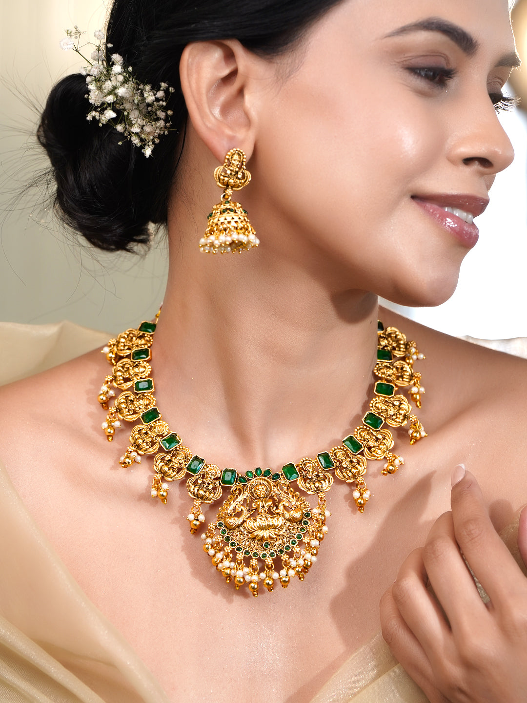 Divine Temple Emerald Necklace Set フリーサイズ