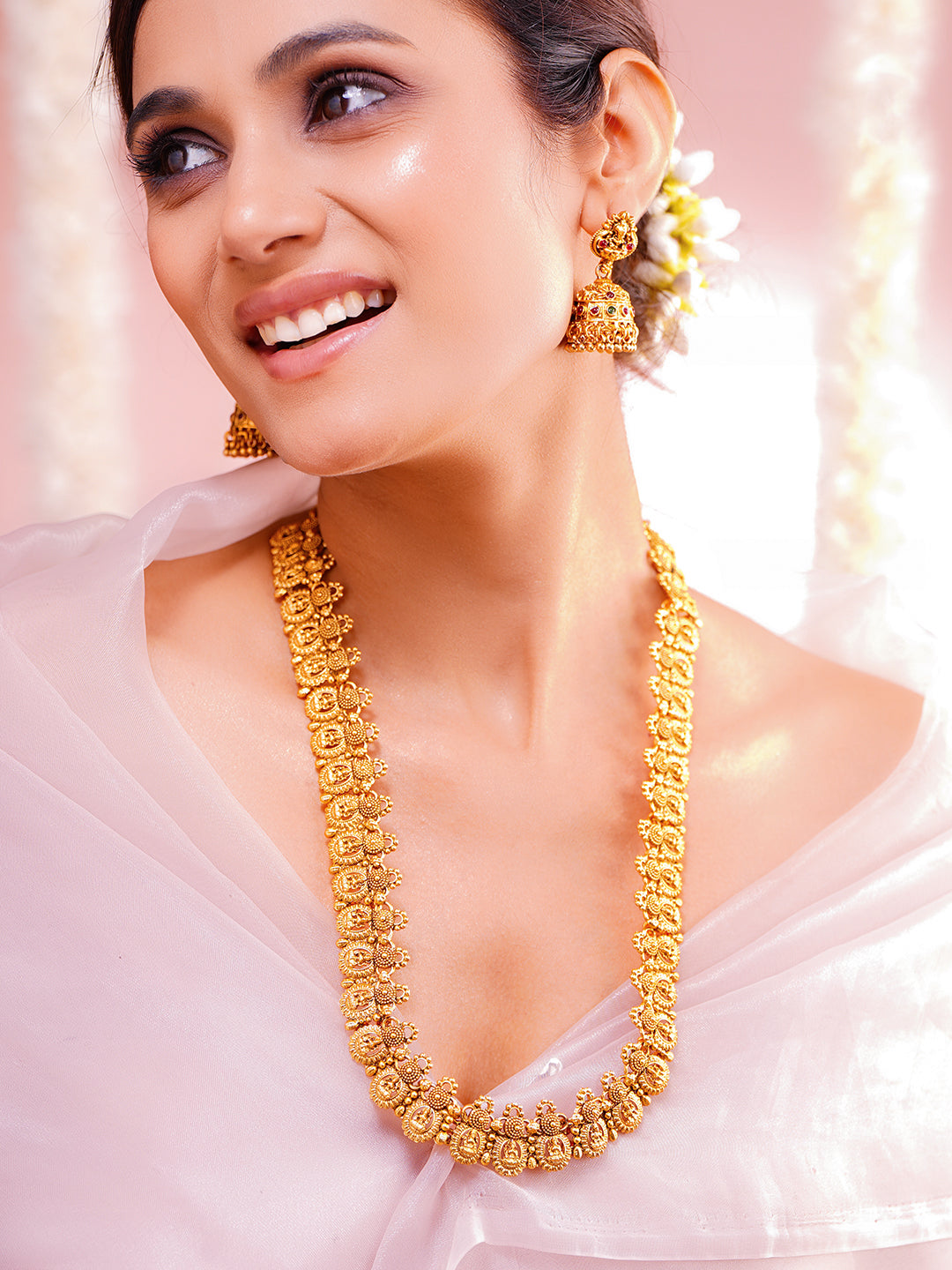 Bride’s Golden Glow Temple Necklace Set Length - 23.5 cm