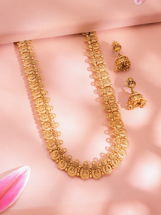 Bride’s Golden Glow Temple Necklace Set Length - 23.5 cm