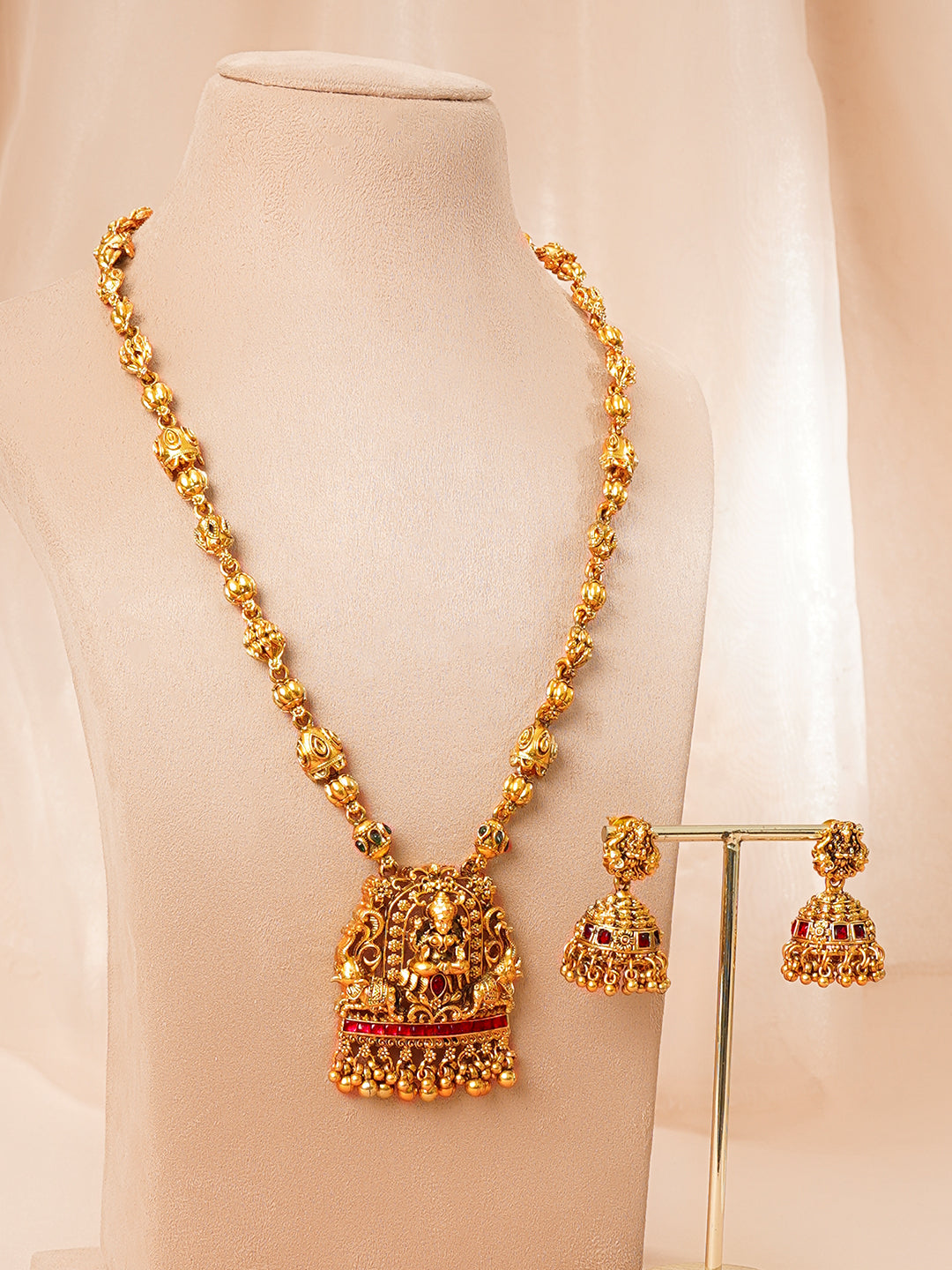 Goddess Bloom Temple Necklace Set Length - 28 cm