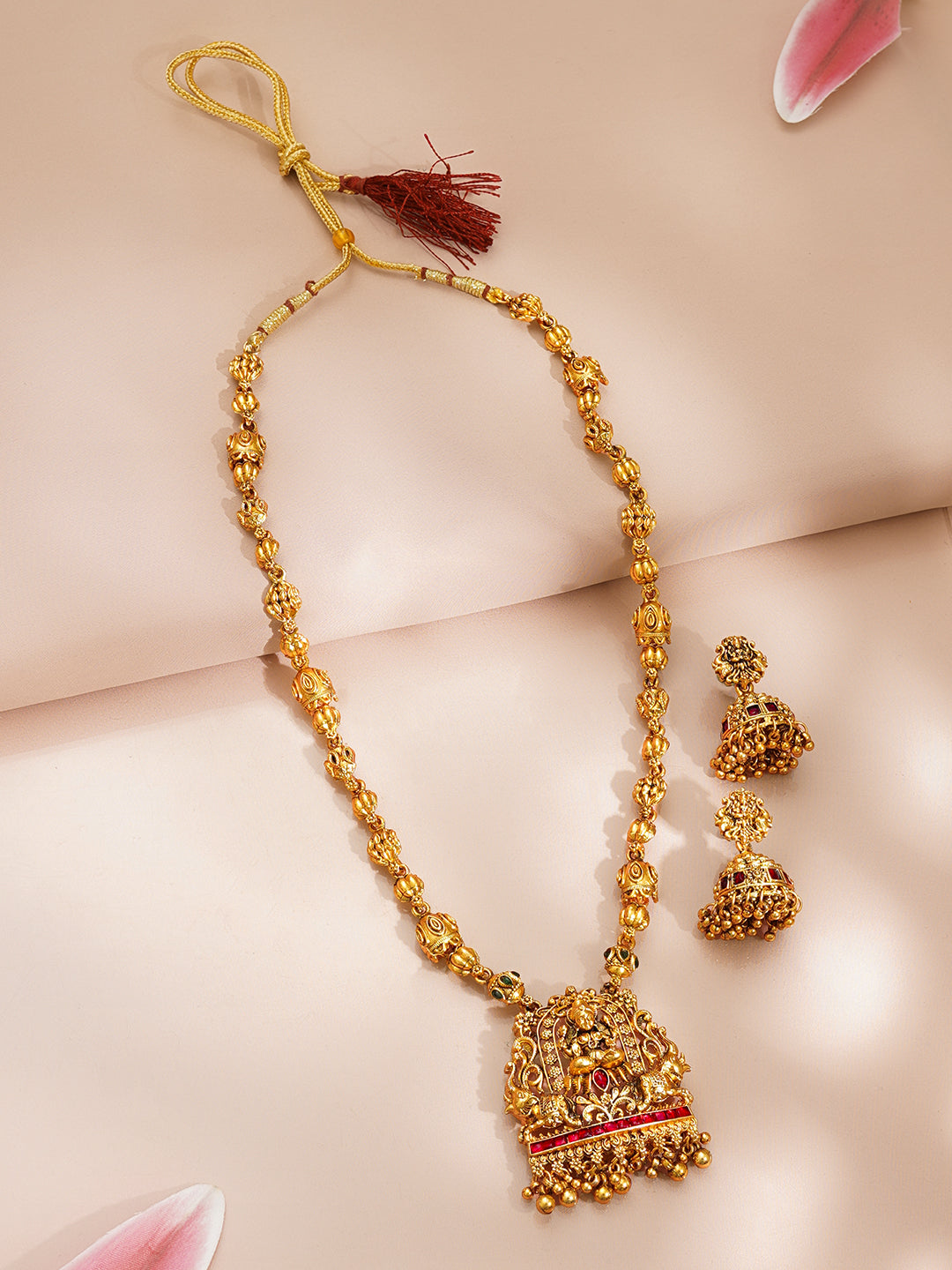 Goddess Bloom Temple Necklace Set Length - 28 cm