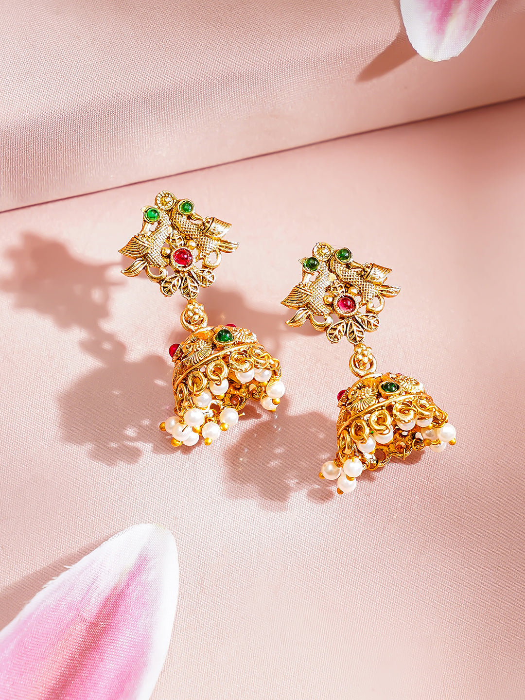 【Rubans】 Gold-Plated Temple Lakshmi Peacock Necklace Set｜ゴールドメッキ テンプル ラクシュミー 孔雀 ネックレスセット