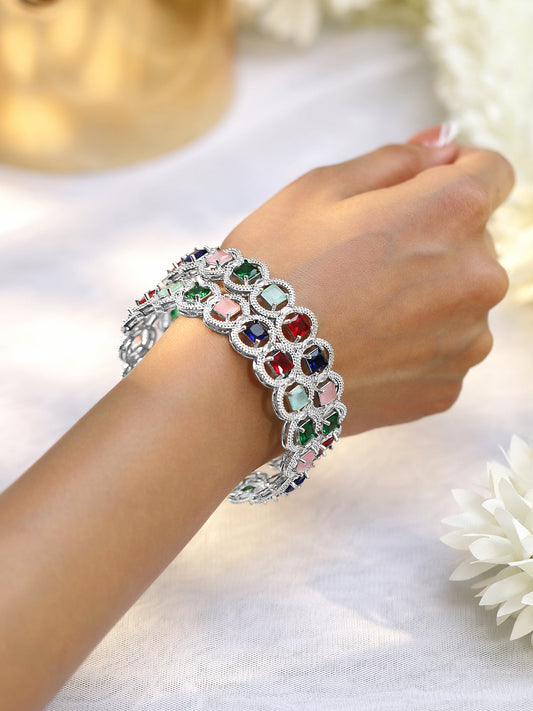 Vibrant American Diamond Silver Bangles 2.8 - Large