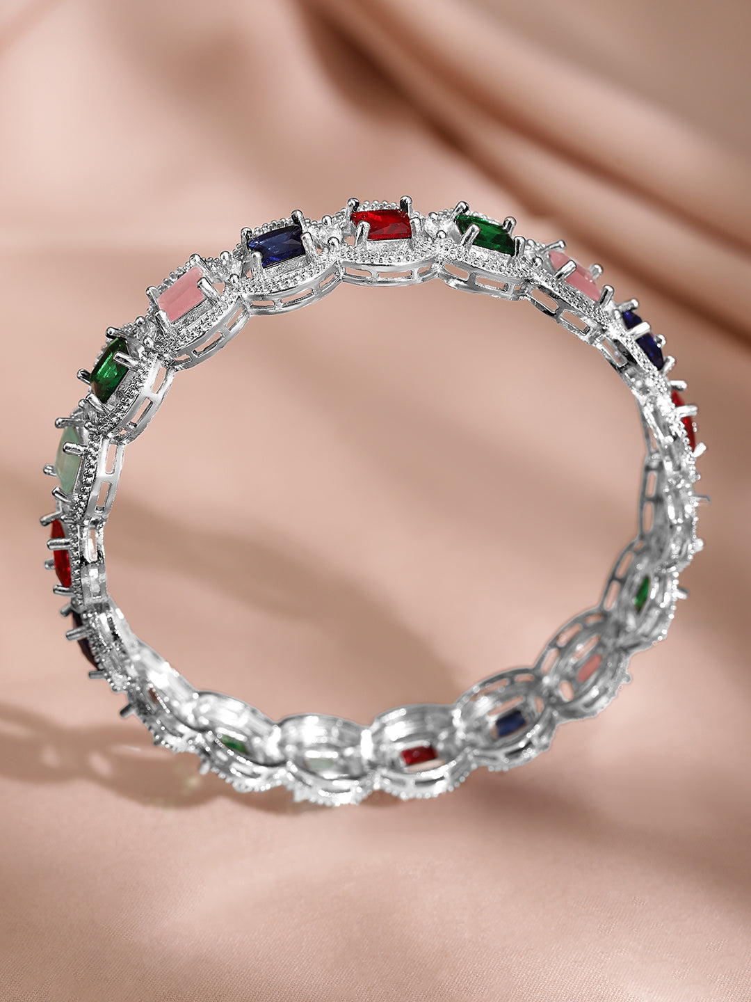Vibrant American Diamond Silver Bangles 2.8 - Large