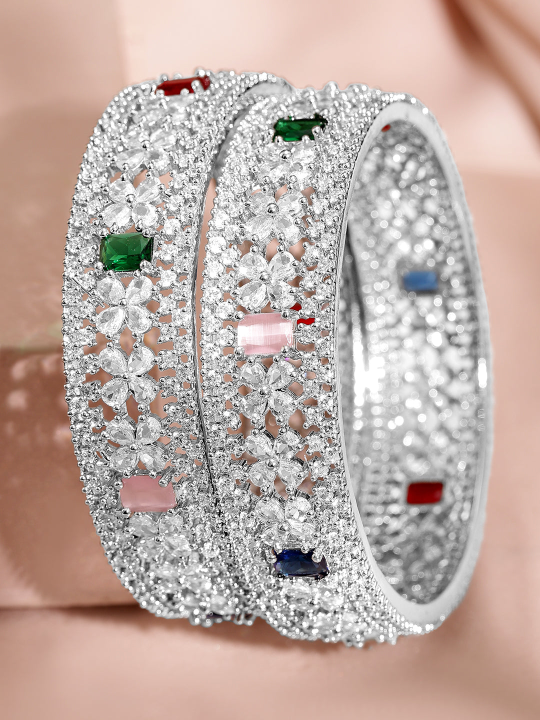 Blooming Colours in Silver Bangles 2.4 - Small