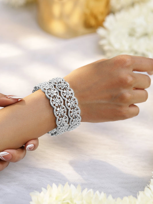 Dazzling American Diamond Silver Bangles 2.4 - Small