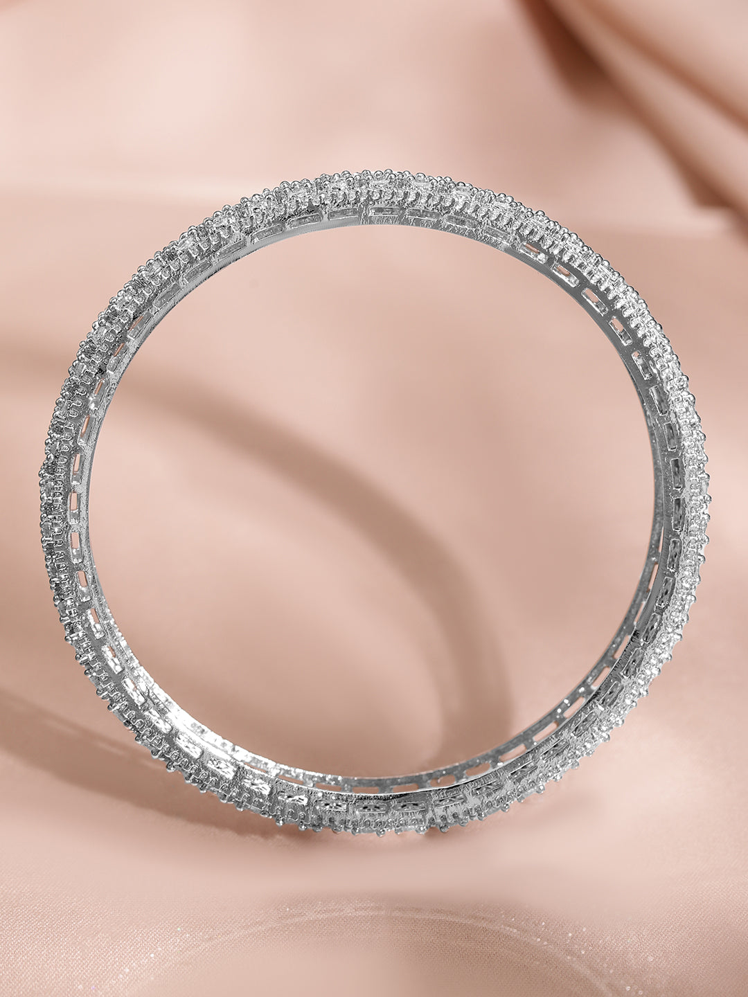 Silver Aura American Diamond Zirconia Bangles 2.6 - Medium