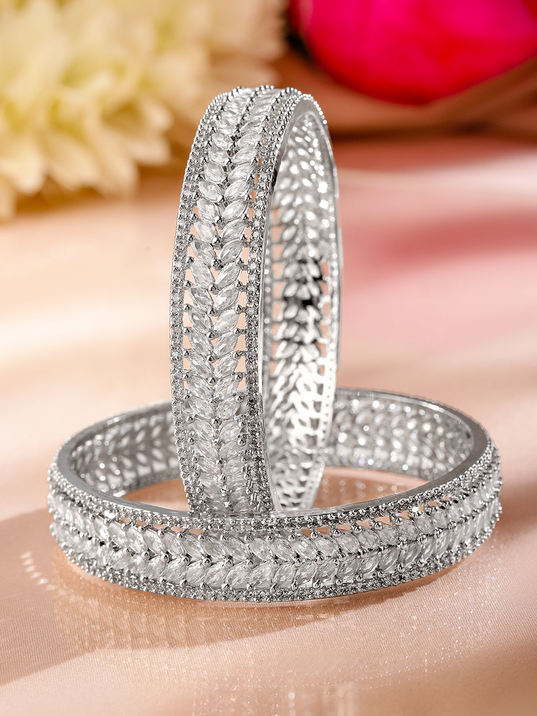 Silver-Moon Sparkle Bangles 2.4 - Small