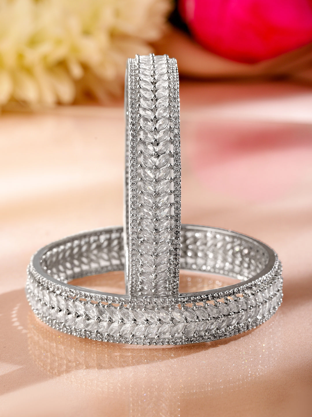 Silver-Moon Sparkle Bangles 2.6 - Medium