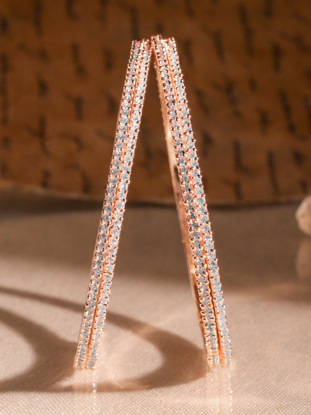 Rose Gold Glam American Diamond Zirconia Bangle 2.4 - Small
