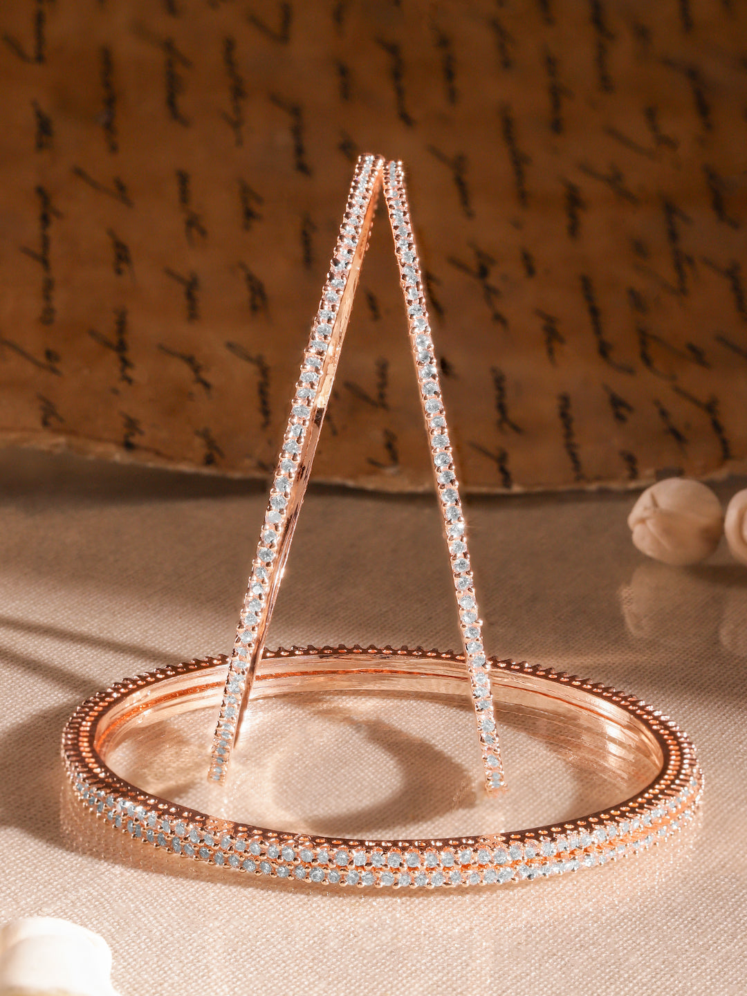 Rose Gold Glam American Diamond Zirconia Bangle 2.4 - Small