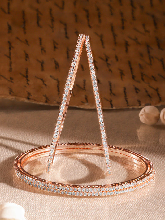 Rose Gold Glam American Diamond Zirconia Bangle 2.6 - Medium
