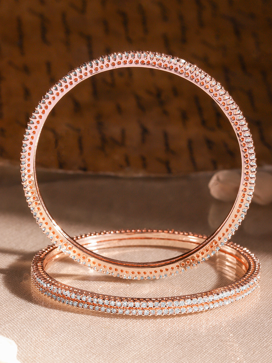 Rose Gold Glam American Diamond Zirconia Bangle 2.4 - Small