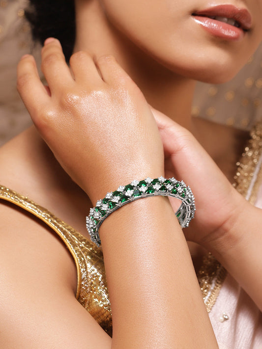 Emerald Glow American Diamond Bangles 2.4 - Small
