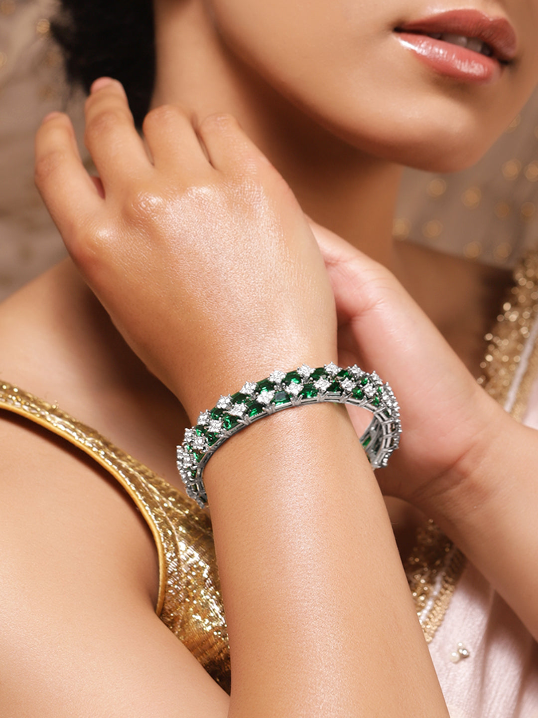 Emerald Glow American Diamond Bangles 2.8 - Large