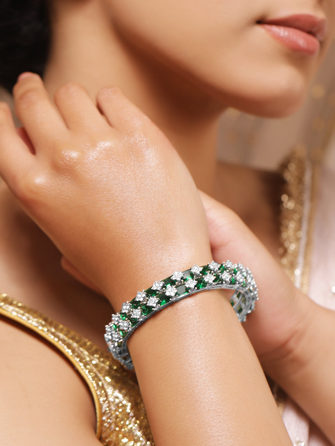 Emerald Glow American Diamond Bangles 2.8 - Large