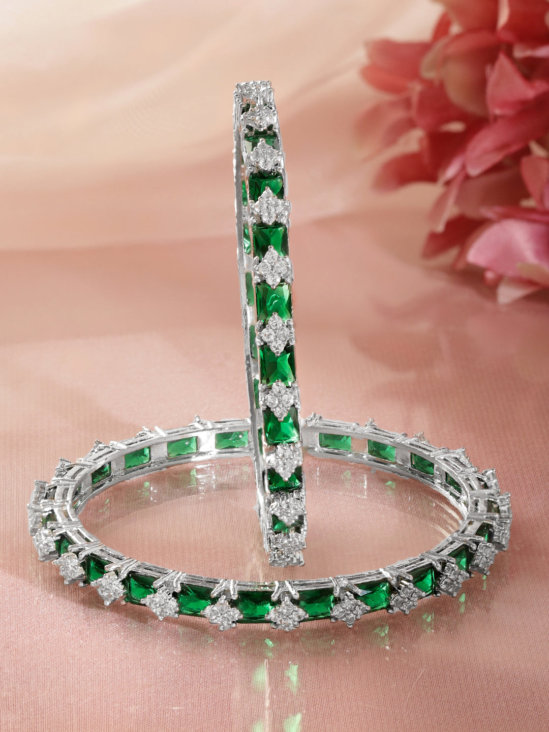 Emerald Glow American Diamond Bangles 2.4 - Small