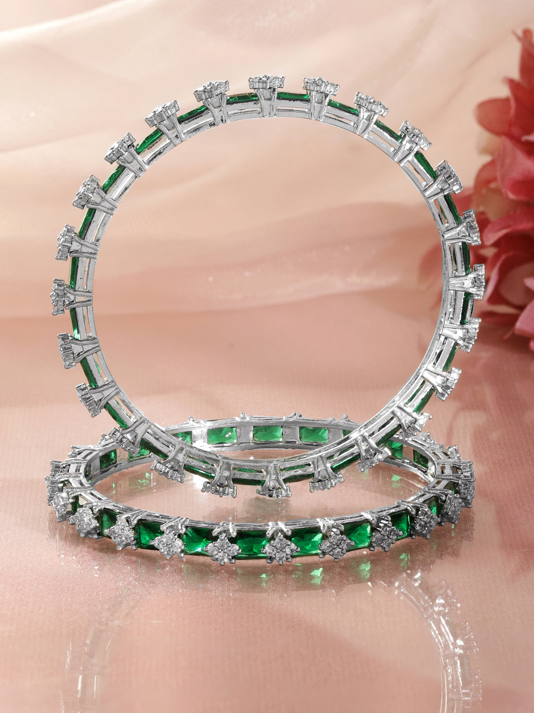 Emerald Glow American Diamond Bangles 2.4 - Small