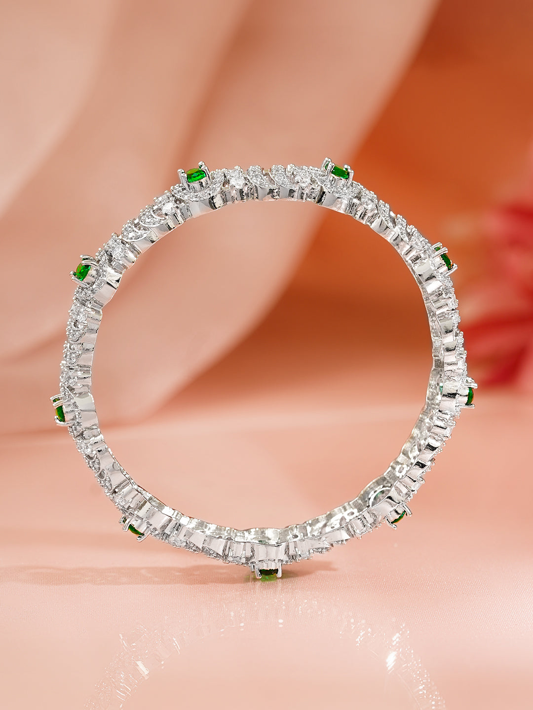 Emerald Highlight Zirconia Statement Bangles 2.8 - Large