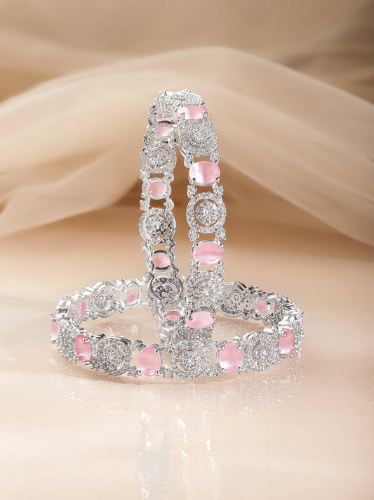 Pastel Pink American Diamond Designer Bangles 2.8 - Large