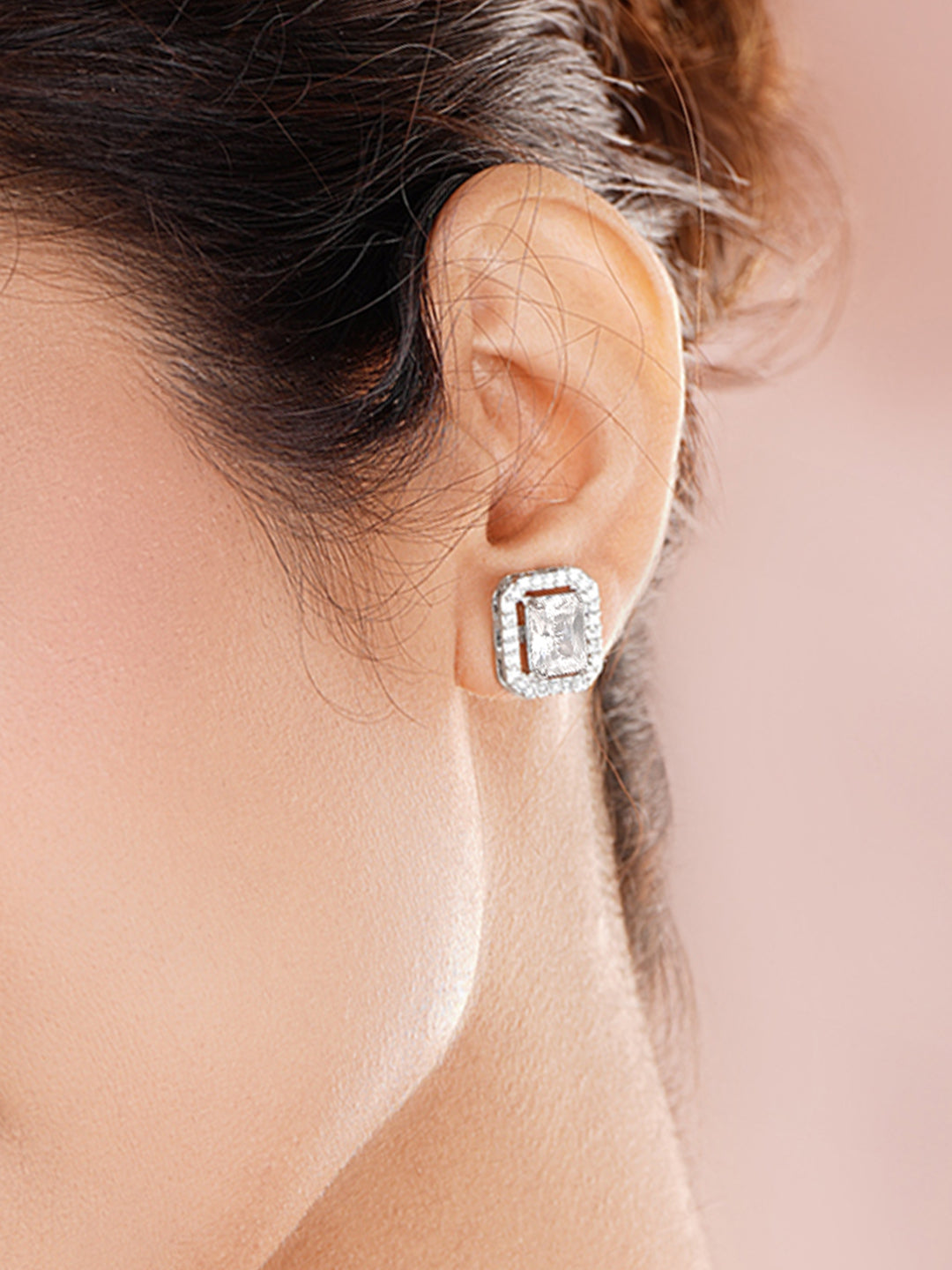 American Diamond Solitaire Studs フリーサイズ