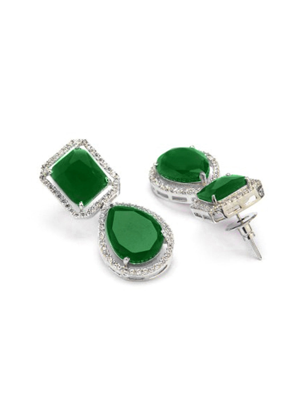 Premium Radiance American Diamond Zirconia Drop Earrings Silver