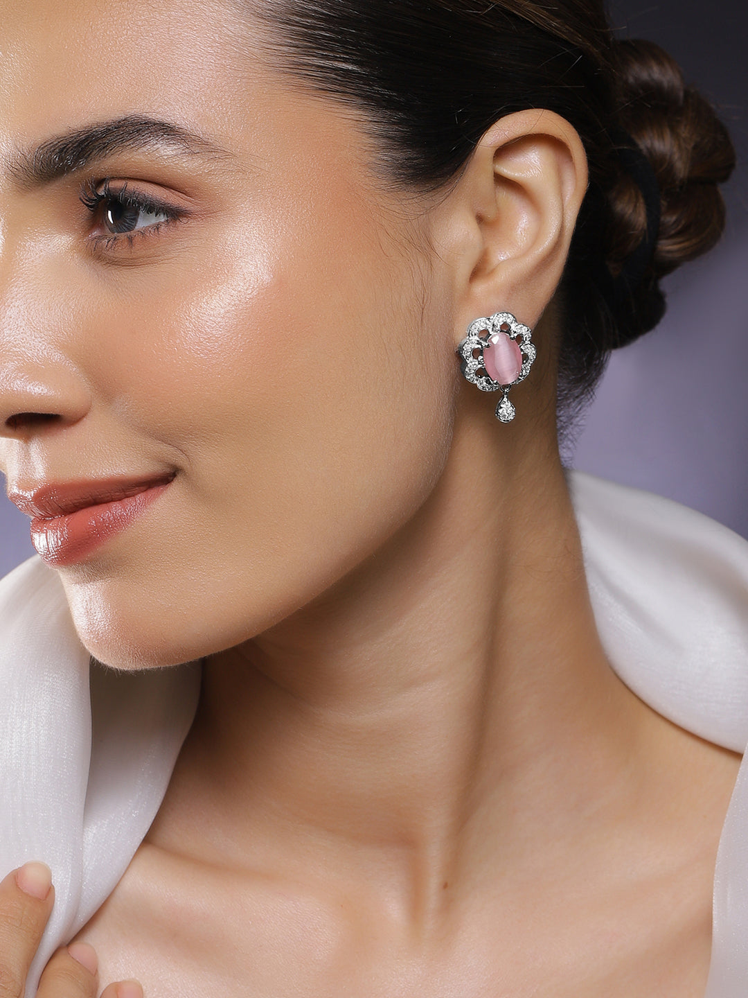 Elegant Shine Pink Drop Earrings フリーサイズ