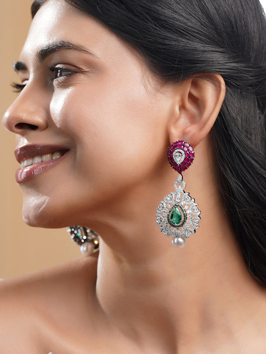 Signature Pearl Crystal Drop Earrings フリーサイズ