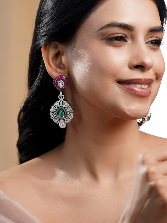 Signature Pearl Crystal Drop Earrings フリーサイズ