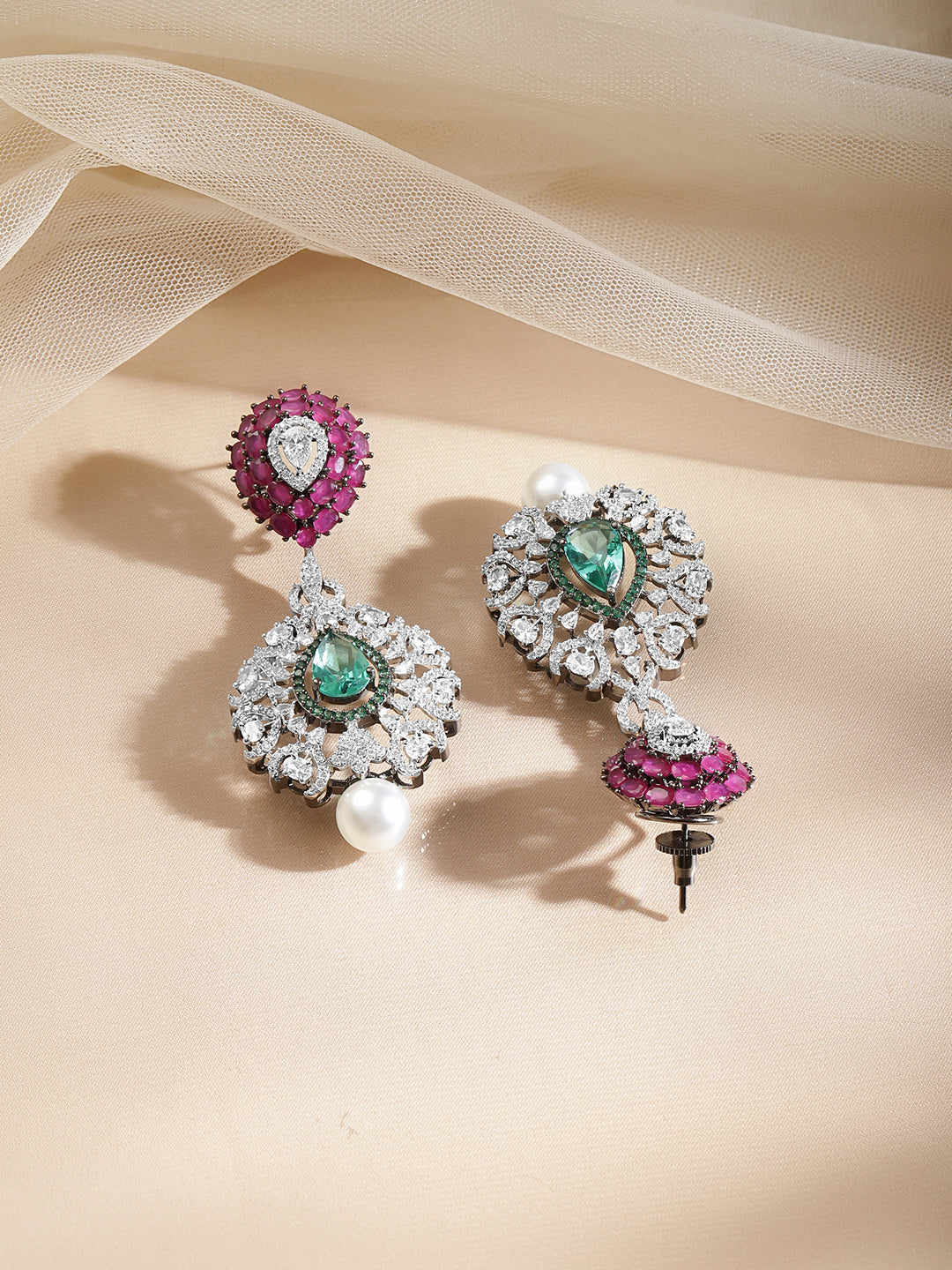 Signature Pearl Crystal Drop Earrings フリーサイズ
