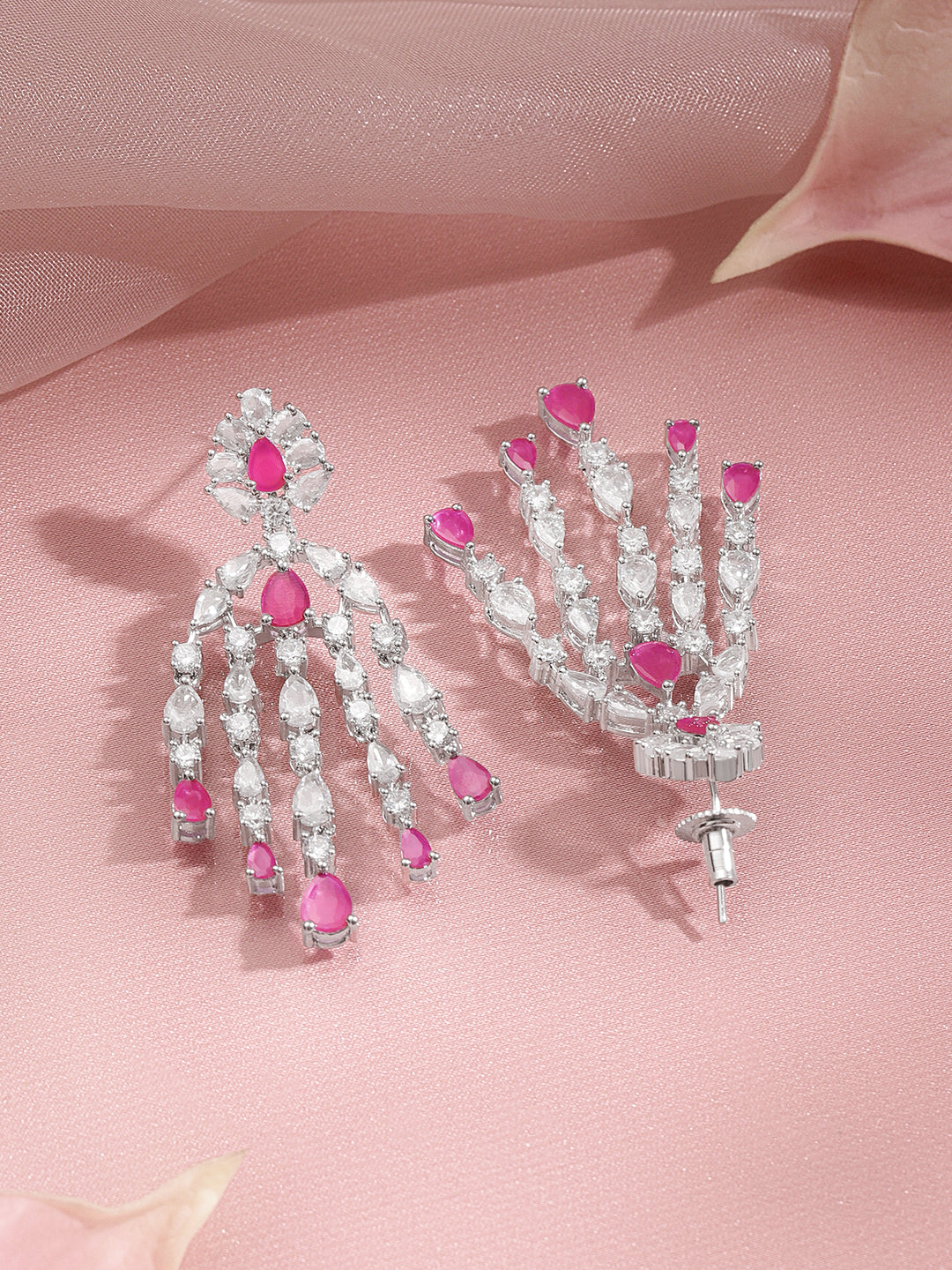 Ruby Sparkle Party Dangler Earrings Length - 6.5 cm