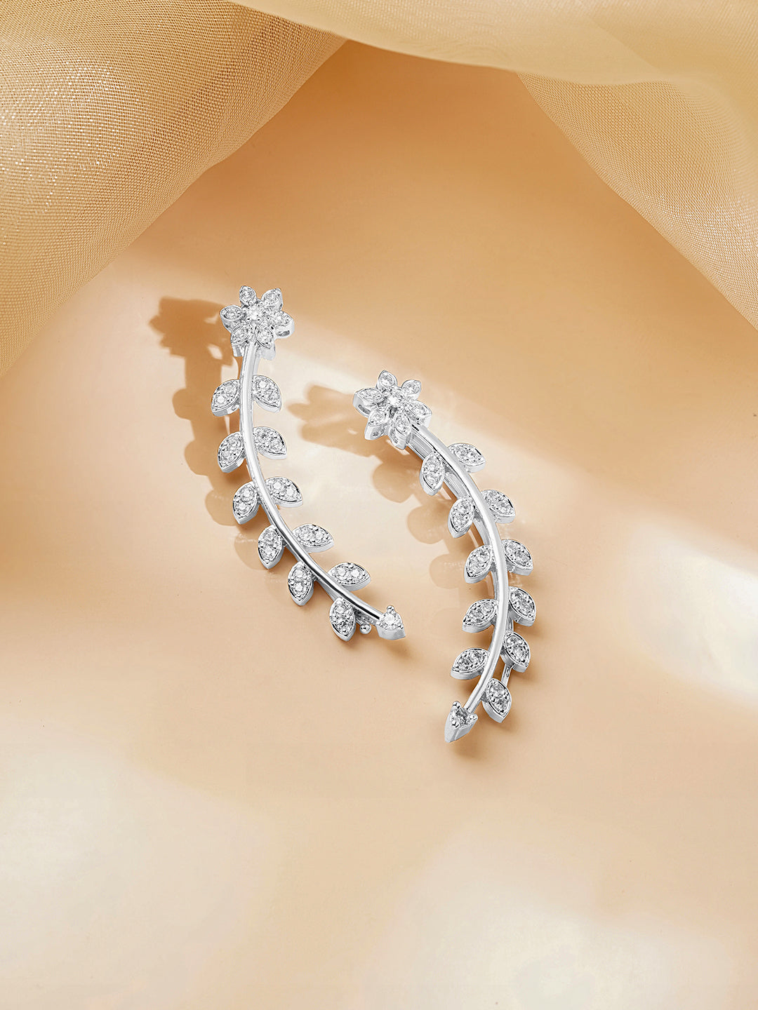 Floral Curve Silver Statement Ear Cuff フリーサイズ