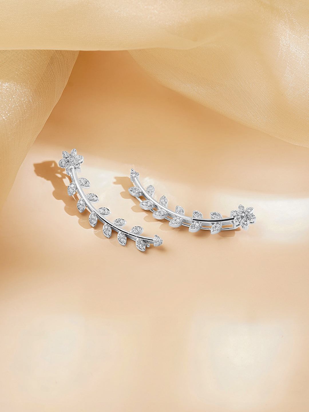 Floral Curve Silver Statement Ear Cuff フリーサイズ