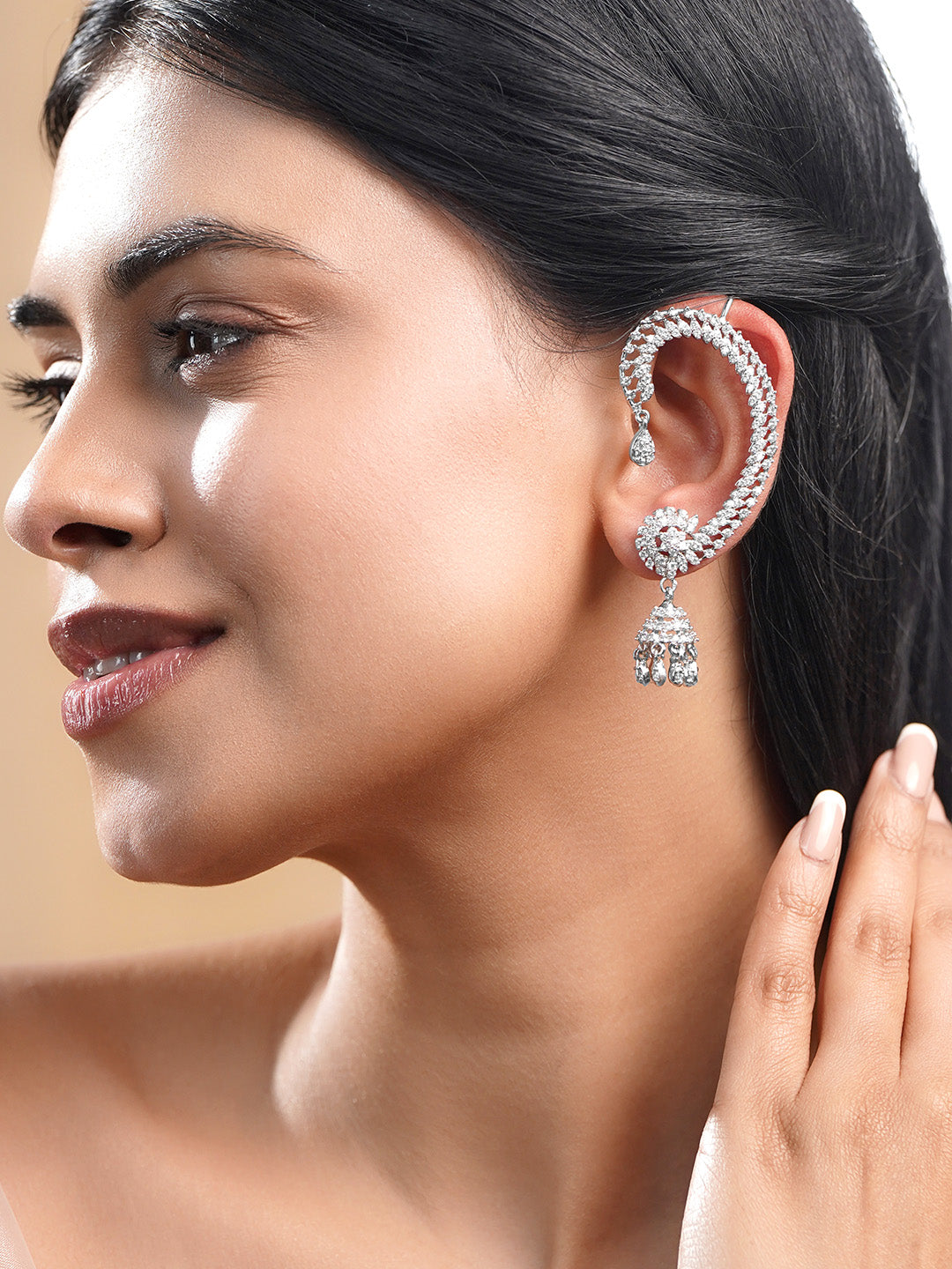 Celebration Ready Diamond Ear Cuffs Jhumka フリーサイズ