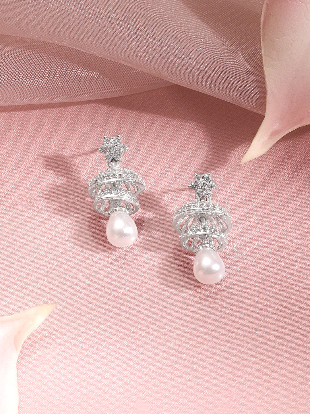 Twilight Pearl Sparkle Drop Earrings Length - 3 cm