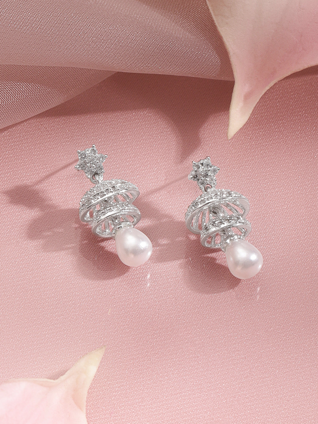 Twilight Pearl Sparkle Drop Earrings Length - 3 cm