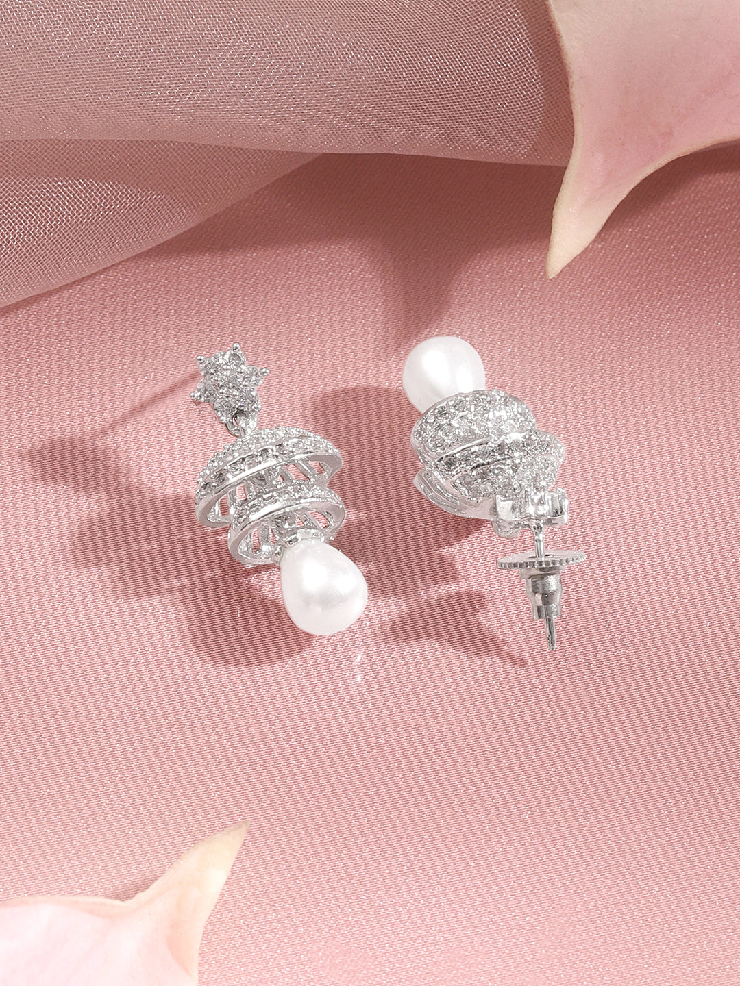 Twilight Pearl Sparkle Drop Earrings Length - 3 cm