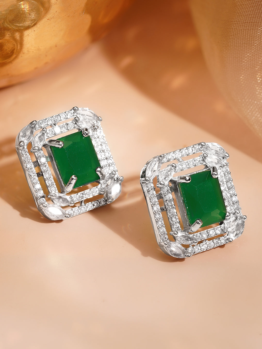 Evening Luxe Emerald Stud Earrings フリーサイズ