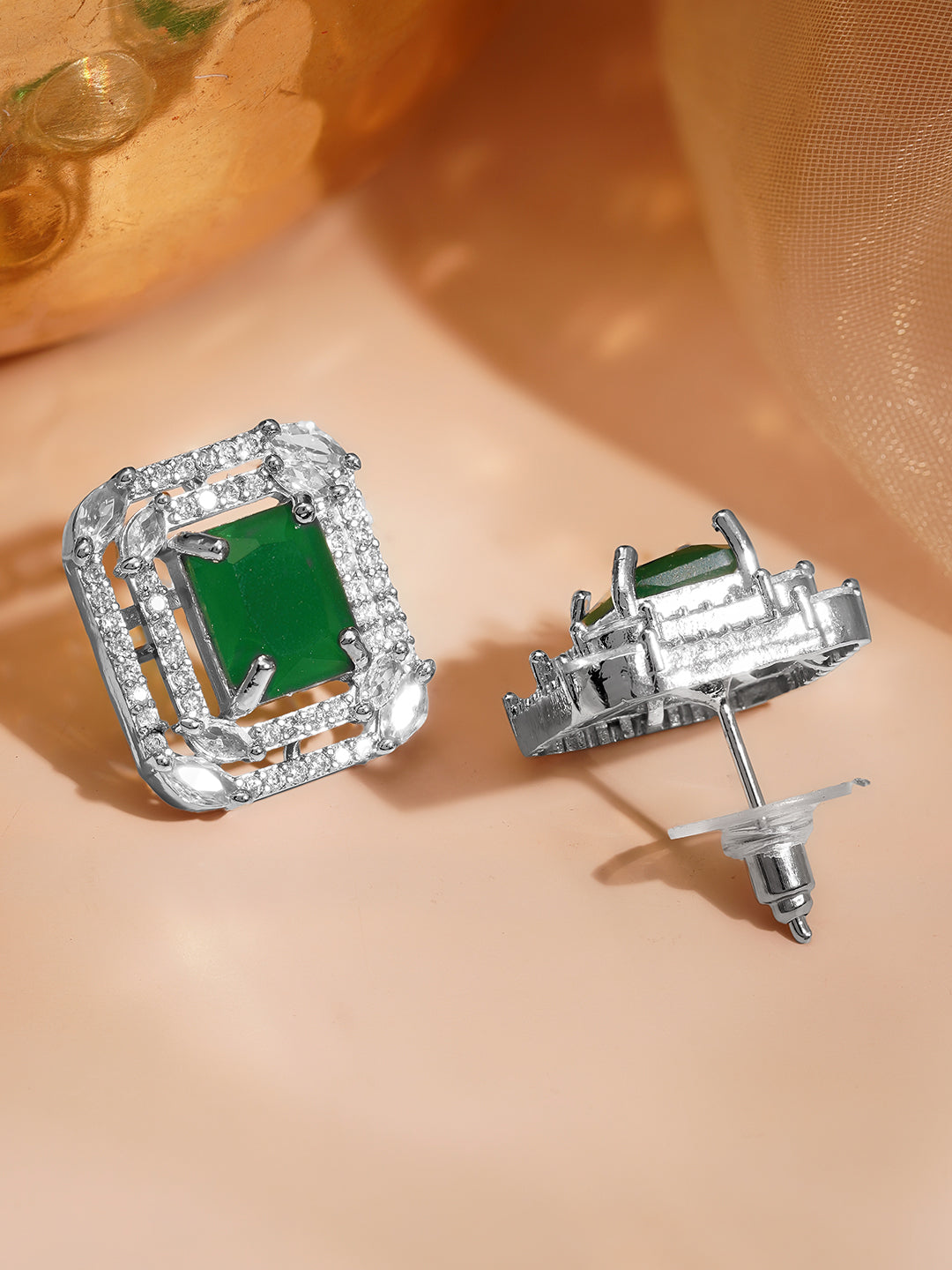Evening Luxe Emerald Stud Earrings フリーサイズ