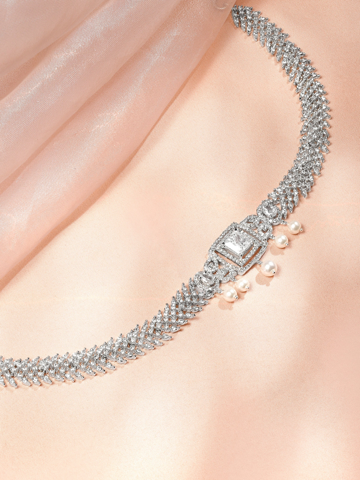 American Diamond Zirconia White Cluster Kamarbandh フリーサイズ