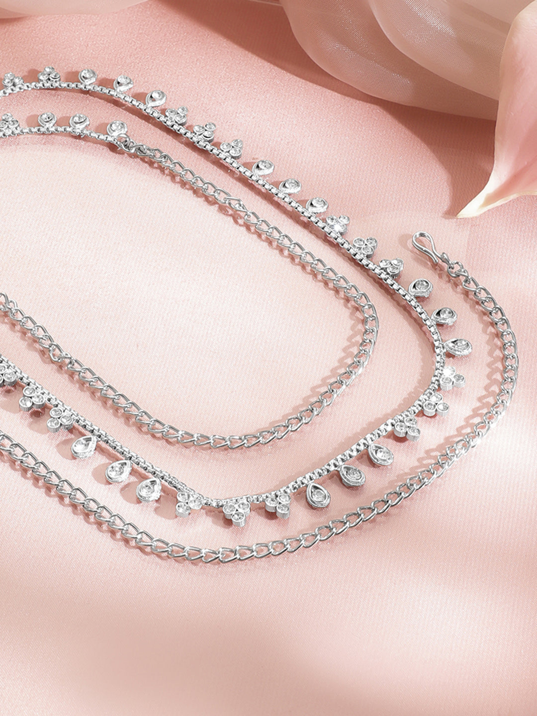 White American Diamond Zirconia Teardrop Kamarbandh フリーサイズ