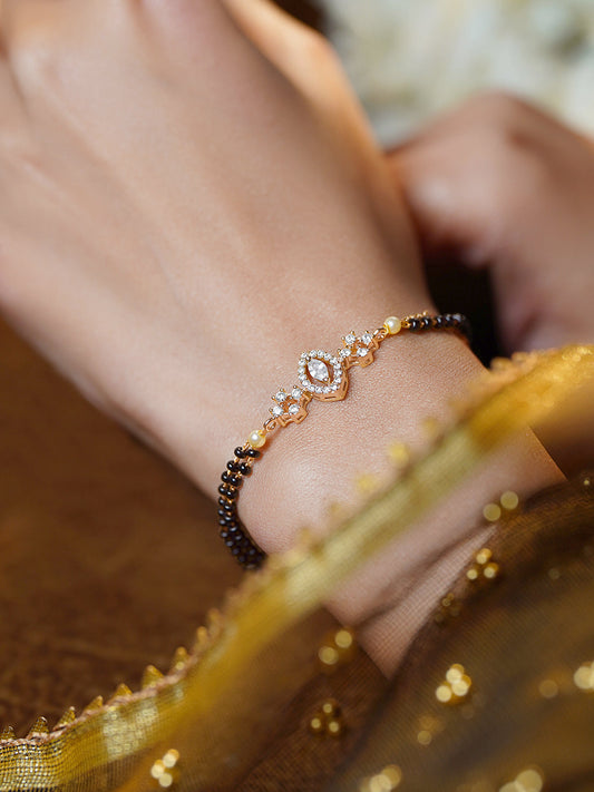 【Rubans】Gold Plated American Diamond Zirconia Mangalsutra Bracelet｜ゴールドメッキ アメリカンダイヤモンド ジルコニア マンガルスートラ ブレスレット