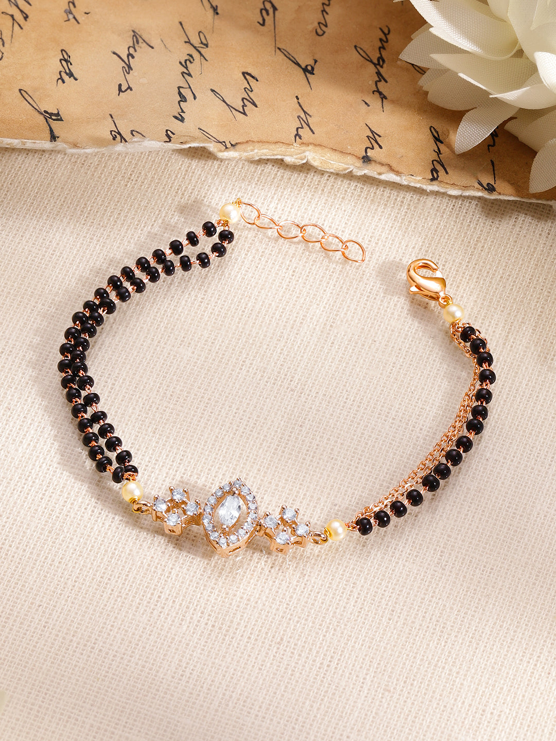 【Rubans】Gold Plated American Diamond Zirconia Mangalsutra Bracelet｜ゴールドメッキ アメリカンダイヤモンド ジルコニア マンガルスートラ ブレスレット