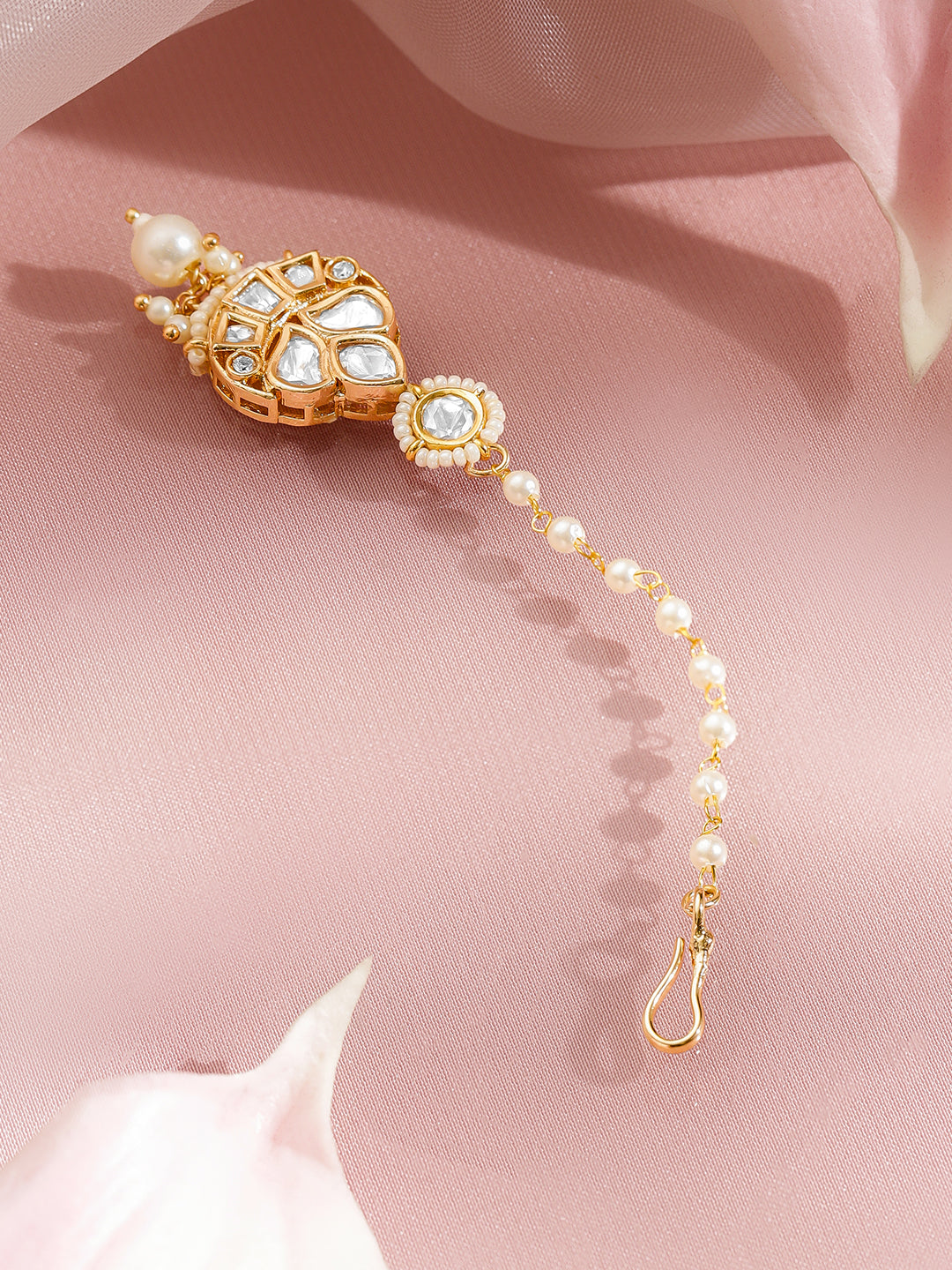 Classic White Kundan Maang Tikka フリーサイズ