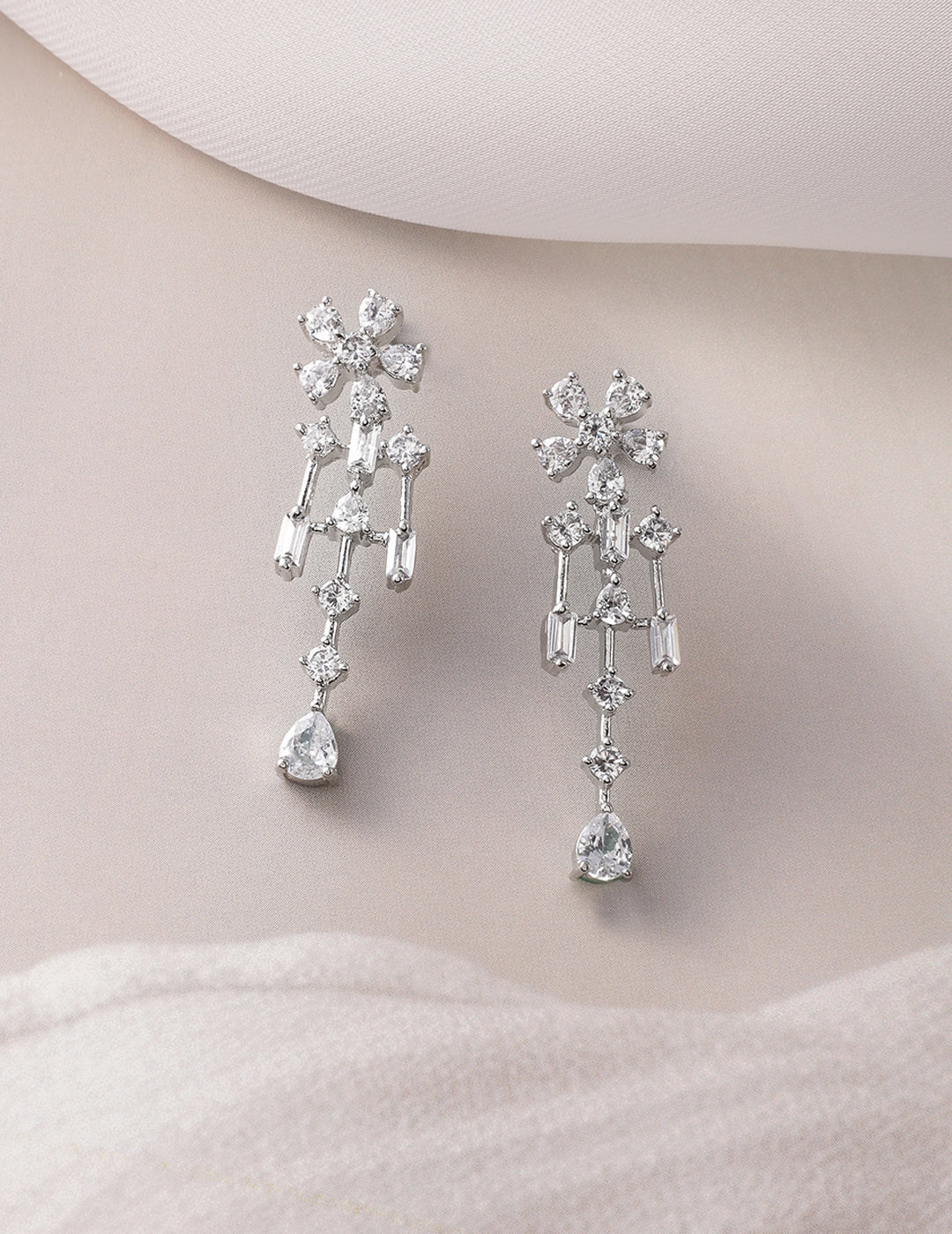 American Diamond Zirconia Necklace Set Silver
