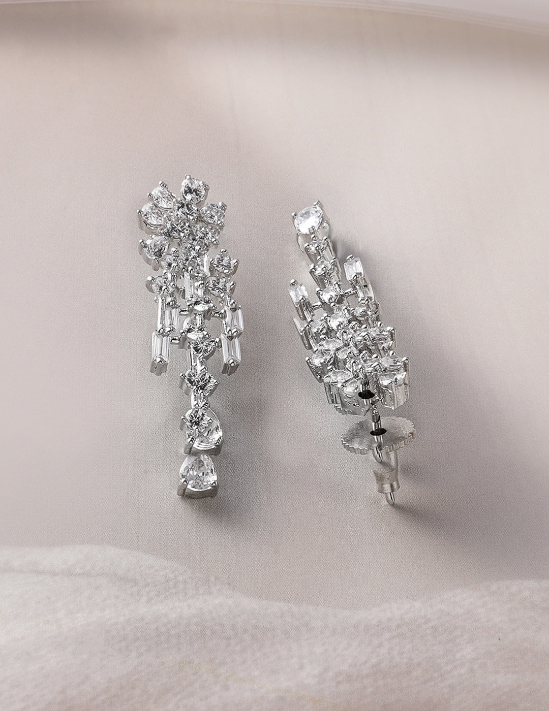 American Diamond Zirconia Necklace Set Silver